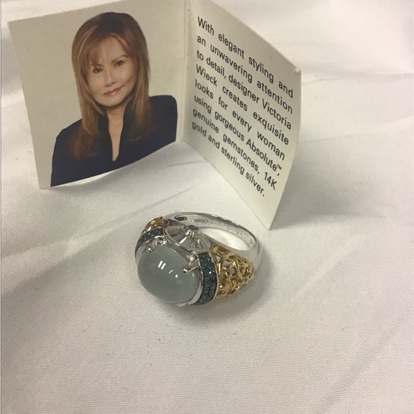 SOLD Victoria Wieck Jade ring with 14 K and sterling  silver details. SOLD. - Picture 8 of 9